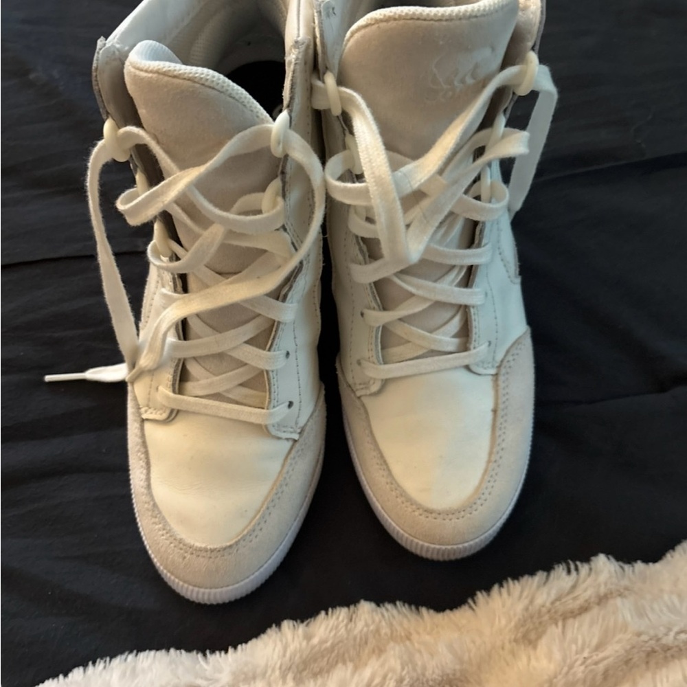 Sorel White High-Top Wedges
